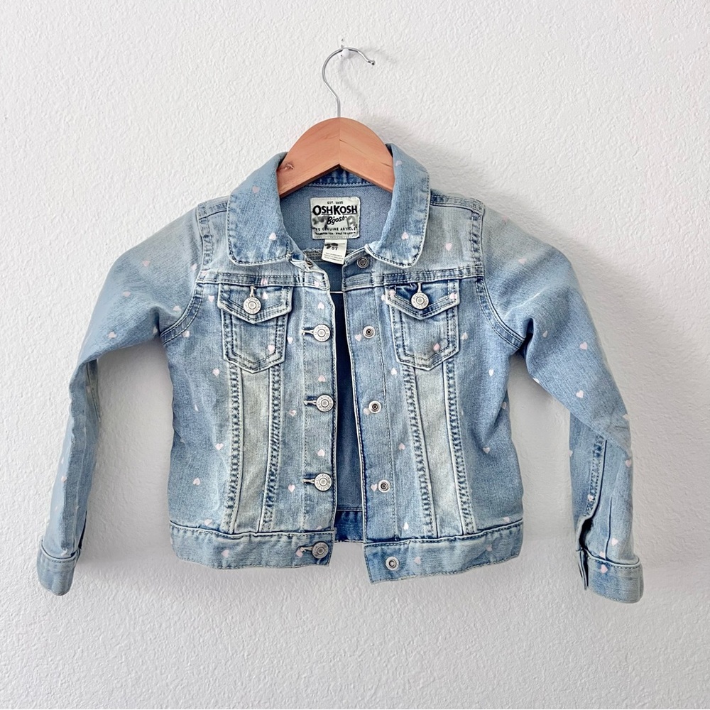 Oshkosh Denim Heart Print Jacket Sz 5